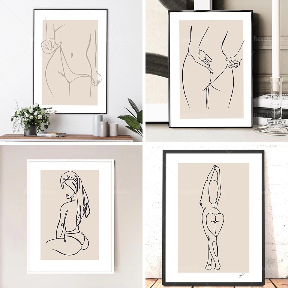 Ženská línia Art Print | Ženská čiara kresba | nástenné umenie výzdoba | Abstraktné umelecké výtlačky | Nude Body Art Print | Elegantné umelecké výtlačky bedroo